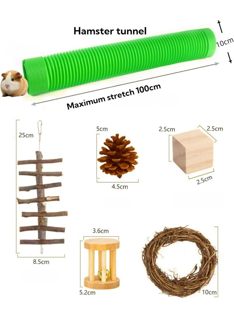 سجن سفما 12pcs لعبة الهامستر لعبة خنزير غينيا مجموعة لعبة مضغ الأرنب لعبة النفق أرجحة العصي الخشبية لعبة مولار للفئران أرنب تشينشيلا جيربيلز - Image 5