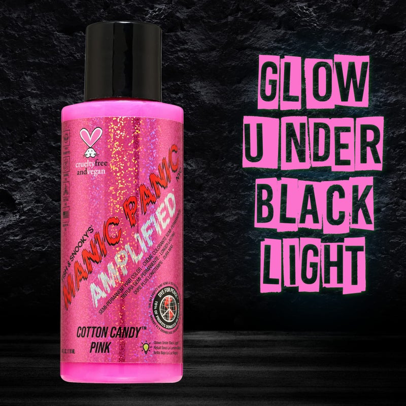 MANIC PANIC Cotton Candy Pink Hair Color - Amplified - Semi Permanent Hair Dye - Bright Pink Cool Toned Color - Glows in Blacklight - Vegan, PPD & Ammonia-Free - For Coloring Hair on Women & Men - Image 2