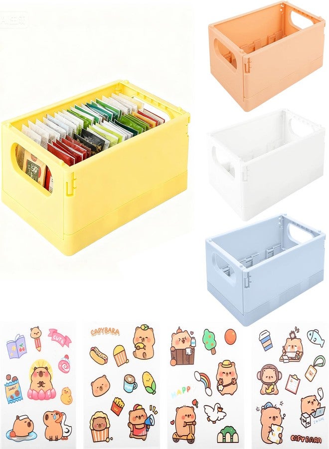 TBWHL 4 Pcs Drink Packet Organizer Bins Tea Bag Holder for Pantry Organizers and Storage - Tea Bag Organizer and Coffee or Tea Organizers with ABS Material, Contains 4 Capybara Stickers - Image 1