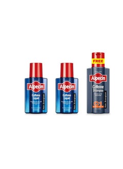 Alpecin Caffeine Liquid Scalp Tonic 2 Packs + 1 Free C1 Shampoo | Strengthen Hair Roots, Reduces Hair Loss And Energize Hair And Scalp | 2X200Ml & 1X250Ml (Pack 2+1 Free)  - Image 1