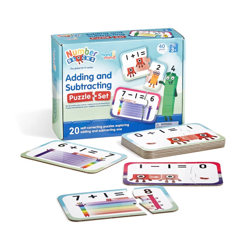 hand2mind hand2mind Numberblocks Adding and Subtracting Puzzle Set, Addition and Subtraction Games, Number Puzzle, Matching Game, Preschool Math Toys, Toddler Educational Toys, Easter Basket Stuffers for Kids  - Image 1