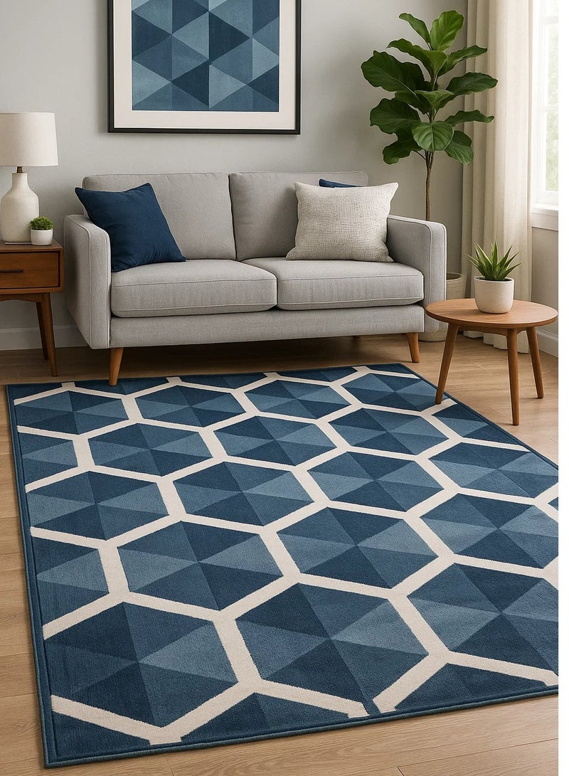 لوفت سجاد غرفة المعيشة على الطراز الحديث من كاستيلو، سجادات أرضية ناعمة، سجاد، وسائد أريكة غير قابلة للانزلاق، سجاد غرفة المعيشة قابل للغسل، مقاس 240 × 340 سم، أزرق-2-OT6-L - Image 1