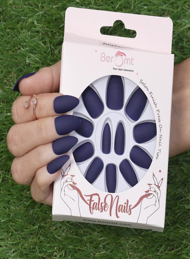 Beromt False nails Set of 12 reusable, UV treated gel finished Press-On nails with MATT Finish with adhesive tab inside Claws - BFN406MSN - Image 3