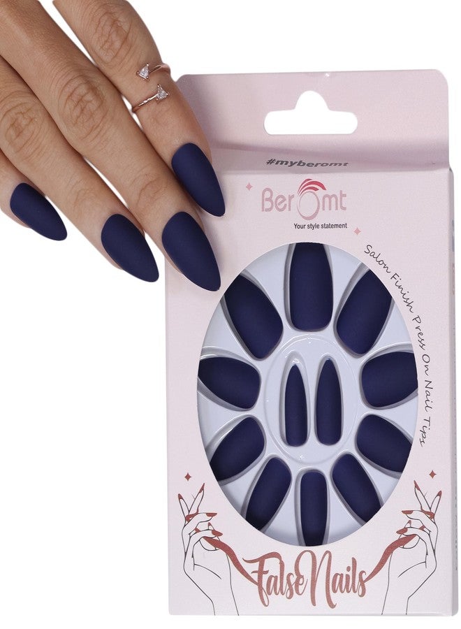 Beromt False nails Set of 12 reusable, UV treated gel finished Press-On nails with MATT Finish with adhesive tab inside Claws - BFN406MSN - Image 1