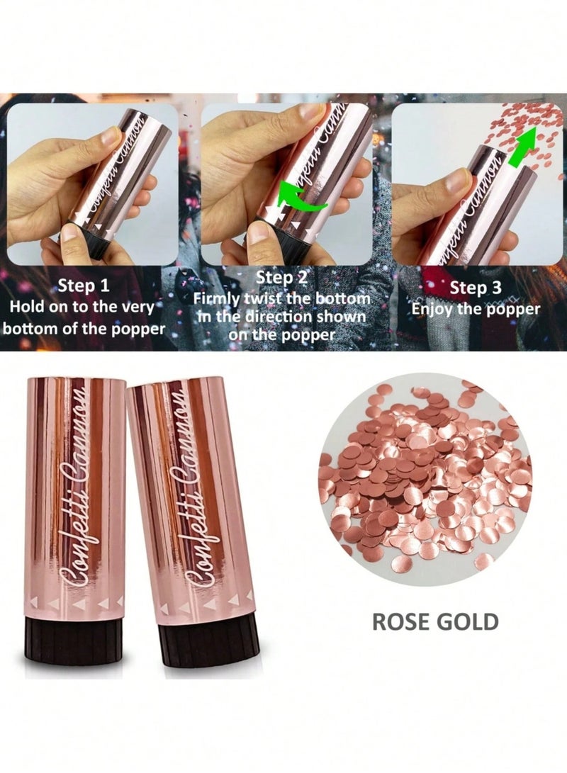 Bridal Decoration Confetti Cannon 2 pcs  in rose gold color that adds a fun and exciting atmosphere. Perfect for bachelorette parties, engagement celebrations, weddings, birthdays, graduations, and all special occasions 2 pcs  included - Image 3