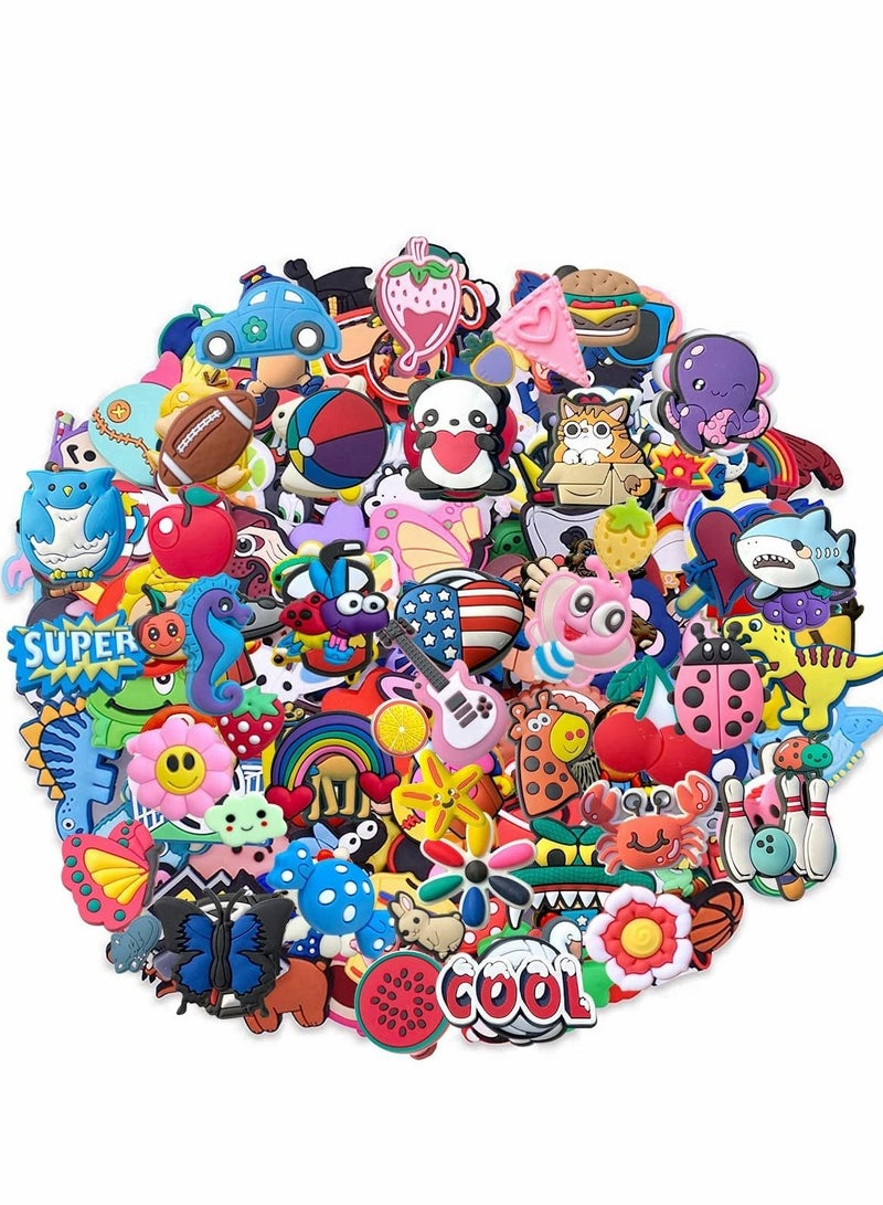 Excefore Shoe Decoration Charms 100 Pcs Mix Unique Styles, Random Cartoon Style Clogs and Bracelet Decoration Accessories, Boys Girls Women - Image 1