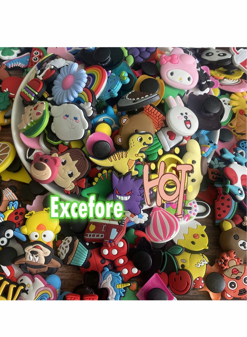 Excefore Shoe Decoration Charms 100 Pcs Mix Unique Styles, Random Cartoon Style Clogs and Bracelet Decoration Accessories, Boys Girls Women - Image 2