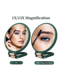 OASIS-TH Magnifying Hand Held Mirror, Double Side Folding Mirror for Women with Adjustable Handle, Travel Table Desk Shaving Bathroom Cosmetic Mirrors Handheld Portable  - Image 3
