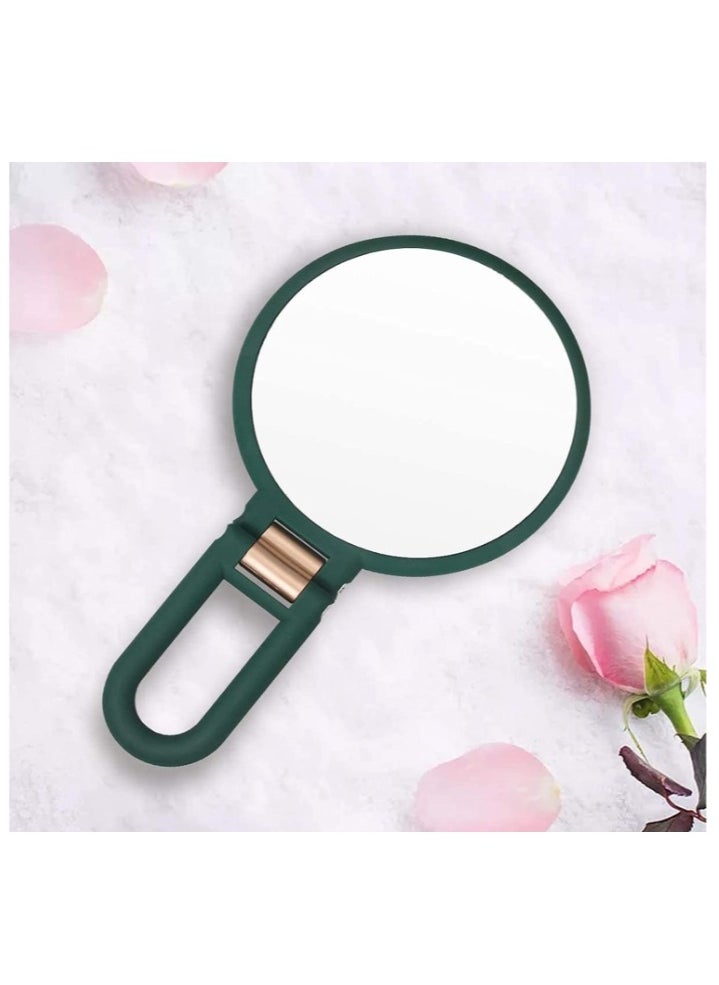 OASIS-TH - Magnifying Hand Held Mirror, Double Side Folding Mirror for Women with Adjustable Handle, Travel Table Desk Shaving Bathroom Cosmetic Mirrors Handheld Portable - Image 1