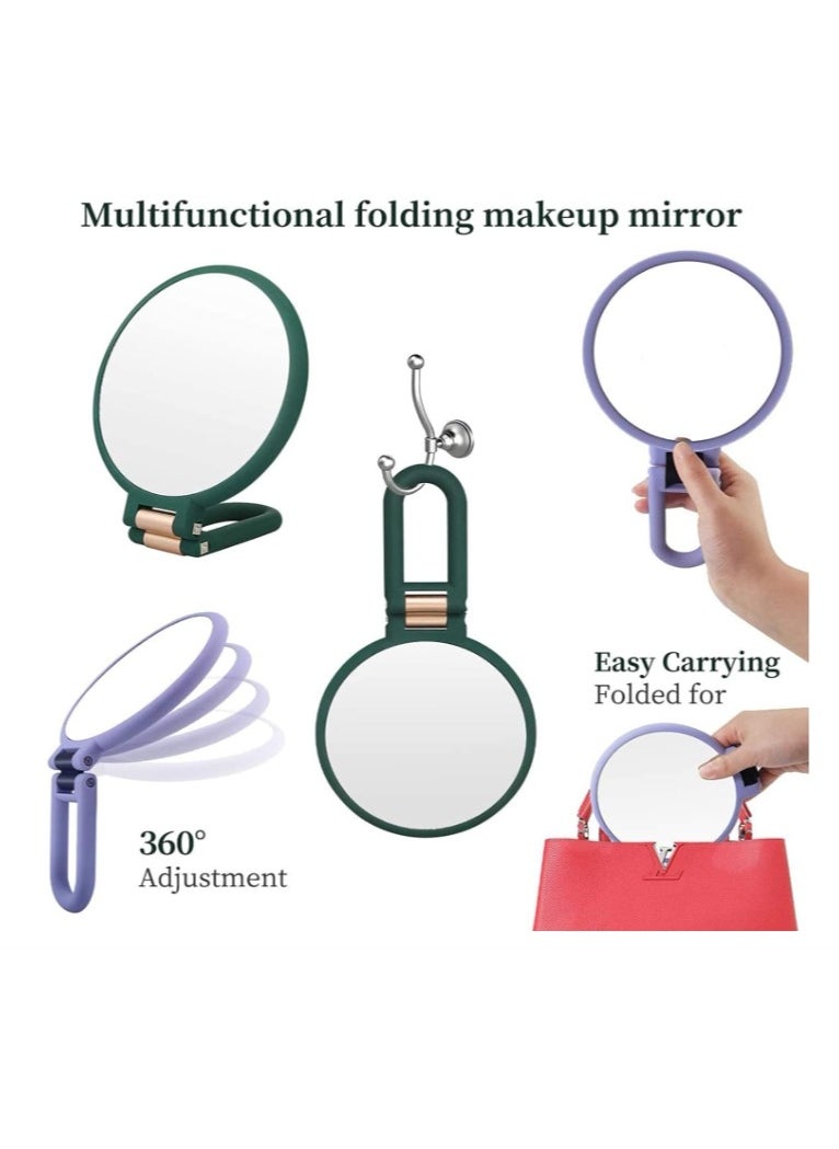 OASIS-TH - Magnifying Hand Held Mirror, Double Side Folding Mirror for Women with Adjustable Handle, Travel Table Desk Shaving Bathroom Cosmetic Mirrors Handheld Portable - Image 1