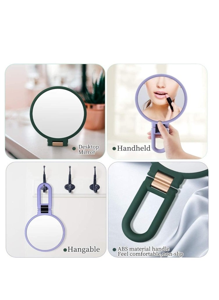 OASIS-TH - Magnifying Hand Held Mirror, Double Side Folding Mirror for Women with Adjustable Handle, Travel Table Desk Shaving Bathroom Cosmetic Mirrors Handheld Portable - Image 1