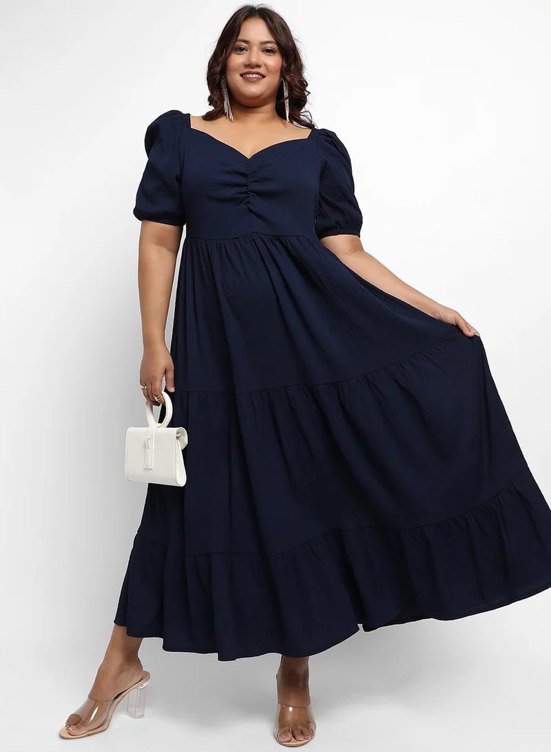 Instafab Plus Tiered Poplin Dress