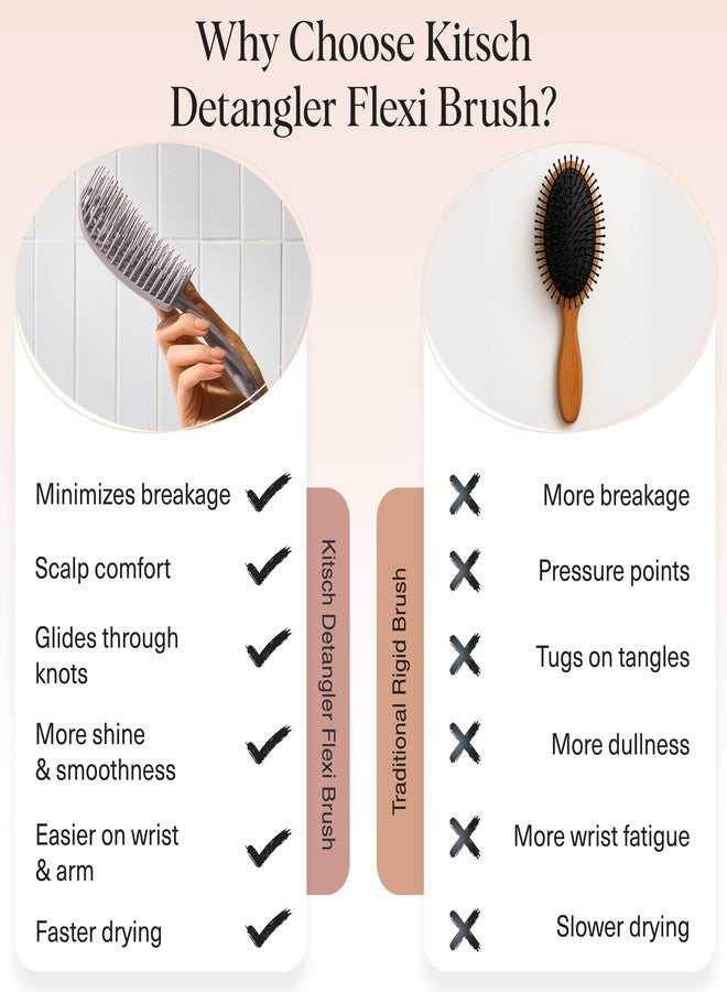 Kitsch Detangler Brush - Flexible Curly Hair Brush for Women, Men & Kids | Detangling Hairbrush with Bendable Frame and Ultra-Smooth Bristles for Wet or Dry Strands - Soft Violet - Image 3