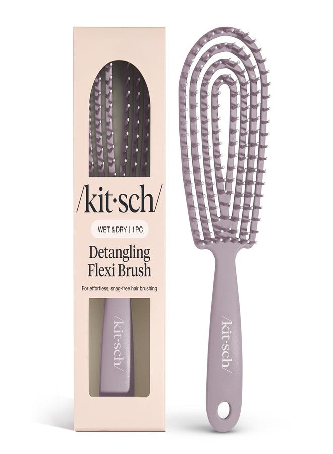 Kitsch Detangler Brush - Flexible Curly Hair Brush for Women, Men & Kids | Detangling Hairbrush with Bendable Frame and Ultra-Smooth Bristles for Wet or Dry Strands - Soft Violet - Image 1