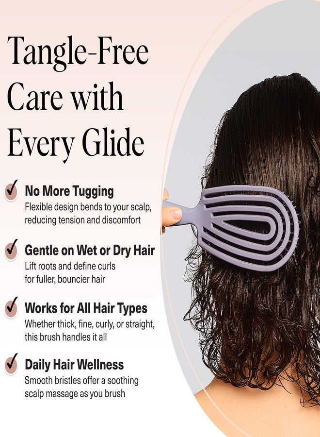 Kitsch Detangler Brush - Flexible Curly Hair Brush for Women, Men & Kids | Detangling Hairbrush with Bendable Frame and Ultra-Smooth Bristles for Wet or Dry Strands - Soft Violet - Image 2