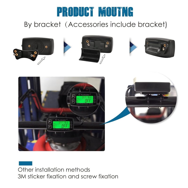 Runleader Digital Tach Hour Meter with Engine Temperature Gauge and RPM Alert - Image 4