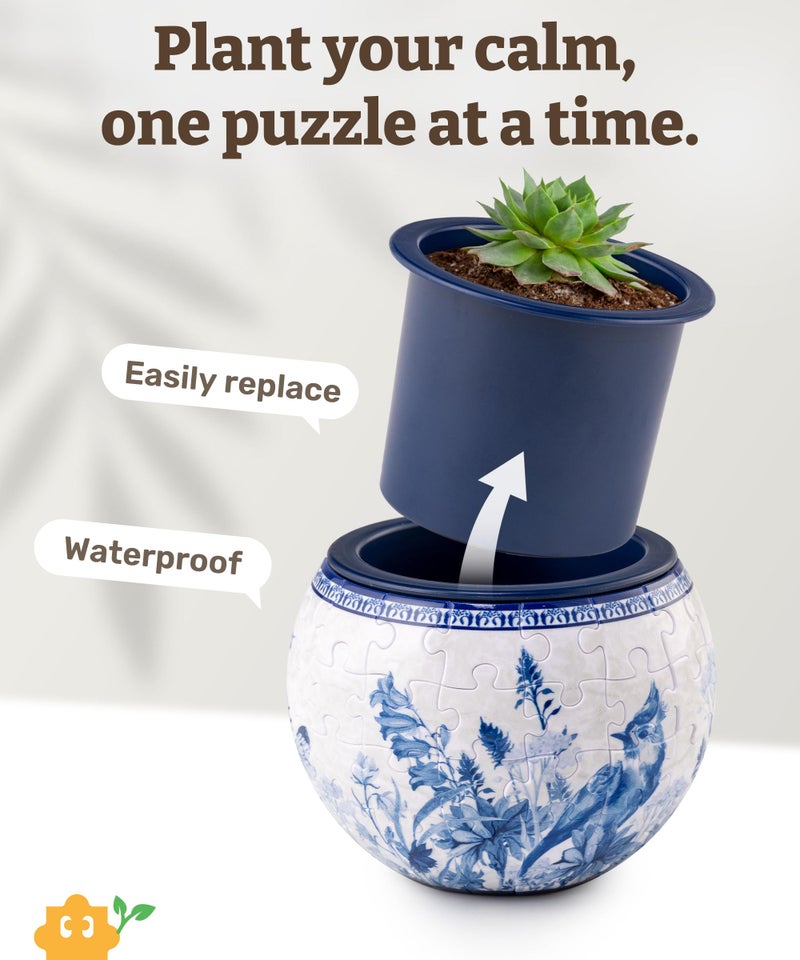 PieceRelax 3D Puzzle Planter 80 Pieces - Flower Pot - Oriental Birds and Flowers, Home Decor Flower Pots for Indoor Cactus, Succulents Pots [K1115] - Image 5
