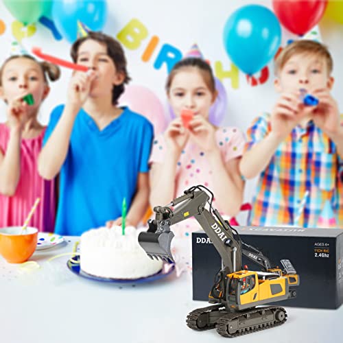 DDAI Remote Control Excavator Toys for Boys 8-12 Kids Best Gift Ideas for Age 3 4 5 6 7 8 9 10+ Year Old Boy Rechargeable RC Construction Excavators Digger Vehicles Engineering Toys with Metal Shovel - Image 3