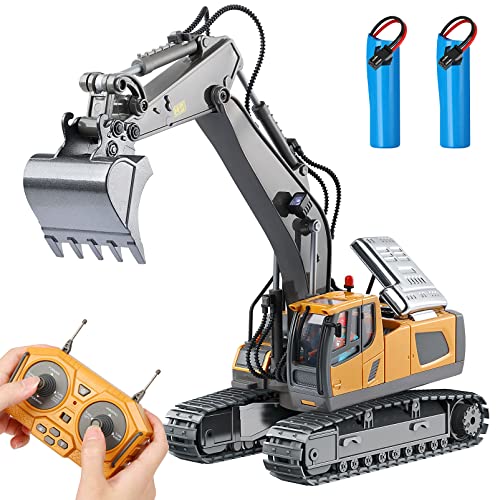 DDAI Remote Control Excavator Toys for Boys 8-12 Kids Best Gift Ideas for Age 3 4 5 6 7 8 9 10+ Year Old Boy Rechargeable RC Construction Excavators Digger Vehicles Engineering Toys with Metal Shovel - Image 1