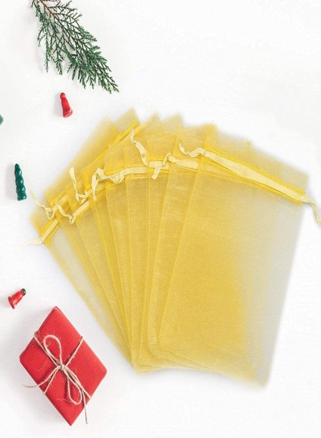 ANZNKU 50 Pack Organza Bags 4 x 6 inch Small Bags, Premium Gold Favor Bags with Drawstring, Sheer Mesh Bags, Gift Bags Small Size, Packaging for Small Business, Jewelry Bags Packaging Bags for Wedding Party - Image 2