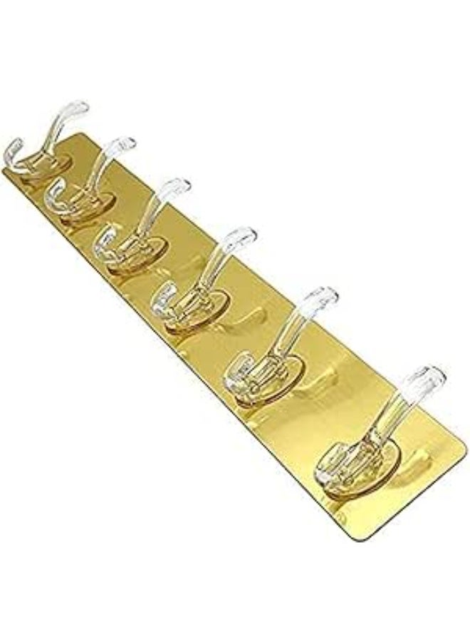 خطافات تعليق حائط لاصقة لتعليق الملابس، ملصق سحري قوي ذاتي اللصق، منظم للأبواب والمطبخ والحمام وغرفة النوم والإكسسوارات (شفاف - 6 خطافات) - Image 1