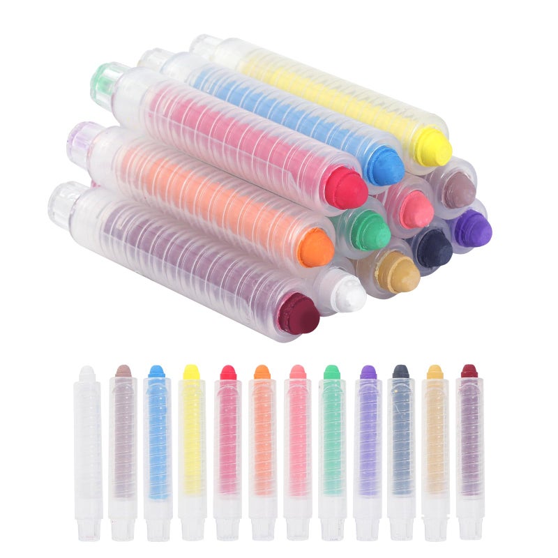 DODHEG Dustless Chalk, Colored Chalk, for Painting, Blackboard Writing, Office 12 Pcs Color 1 - Image 1
