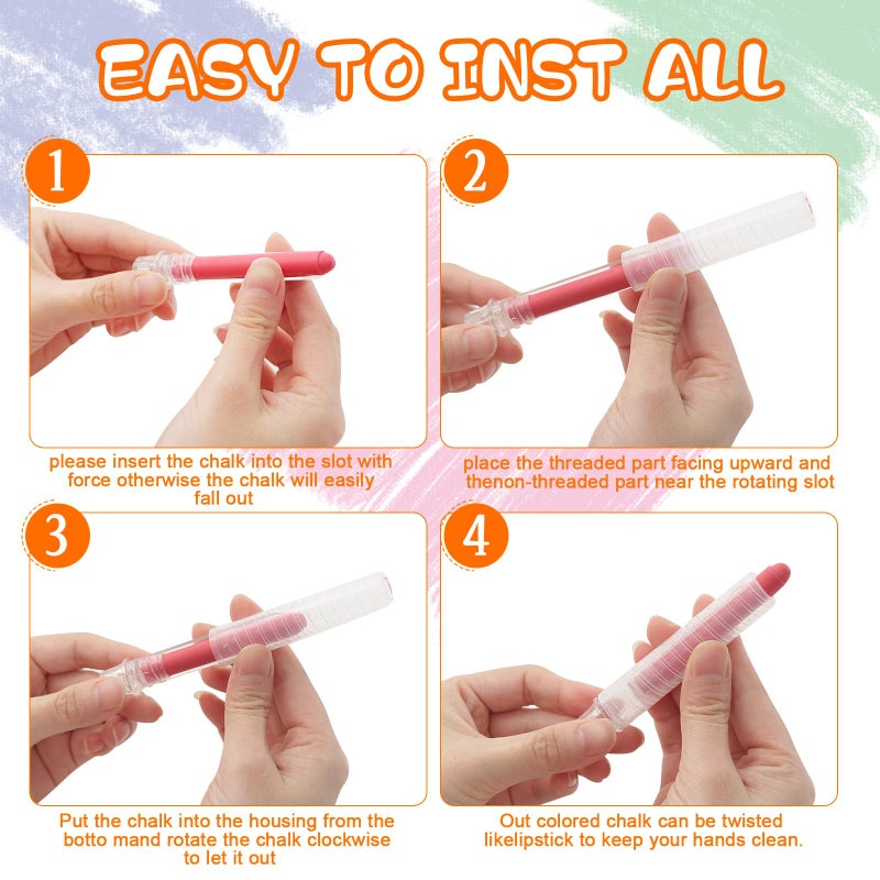 DODHEG Dustless Chalk, Colored Chalk, for Painting, Blackboard Writing, Office 12 Pcs Color 1 - Image 4