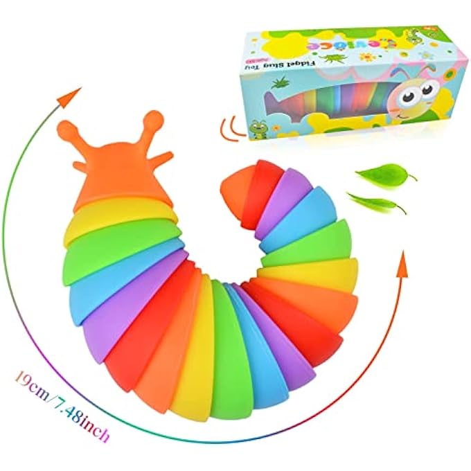 Cevioce Fidget Slug Toy, 3Pcs Multicolor Sensory Fidget Toys for Kids & Adults, 3 - 8 Years, Stress Relief & Hand Exercise, Great Gift for ADHD & Autism - Image 3