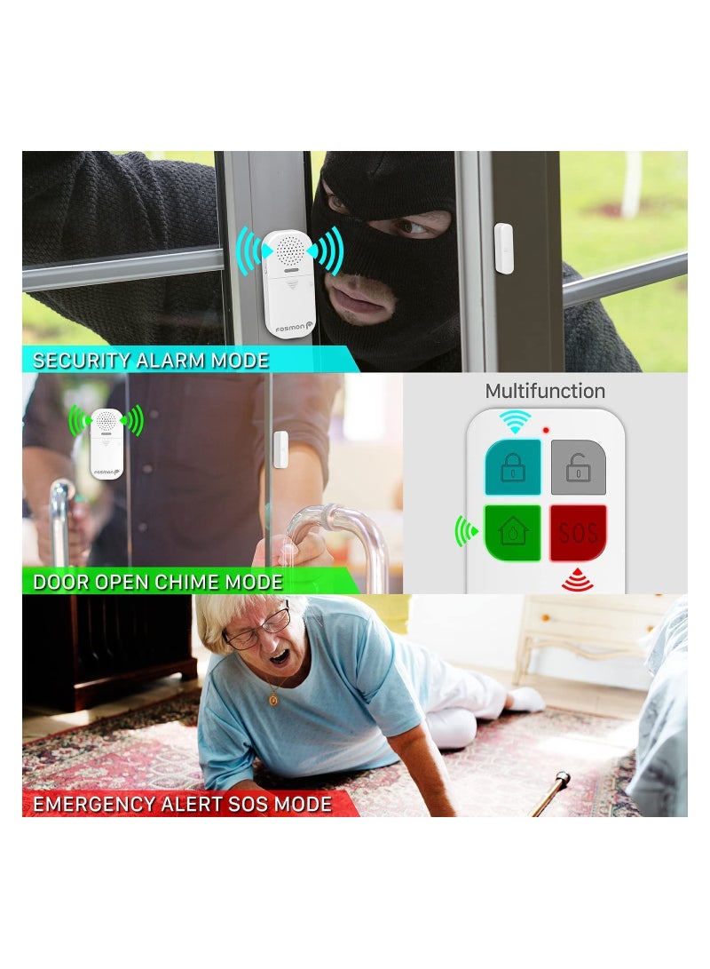 SOLARAE Theft Burglar Alarm with Remote, Wireless Window and Door Open Entry Alert Magnetic Contact Sensor Battery Operated Loud 130decibel Siren for Home Security, Business, Kids Safety 2 Pack - Image 4