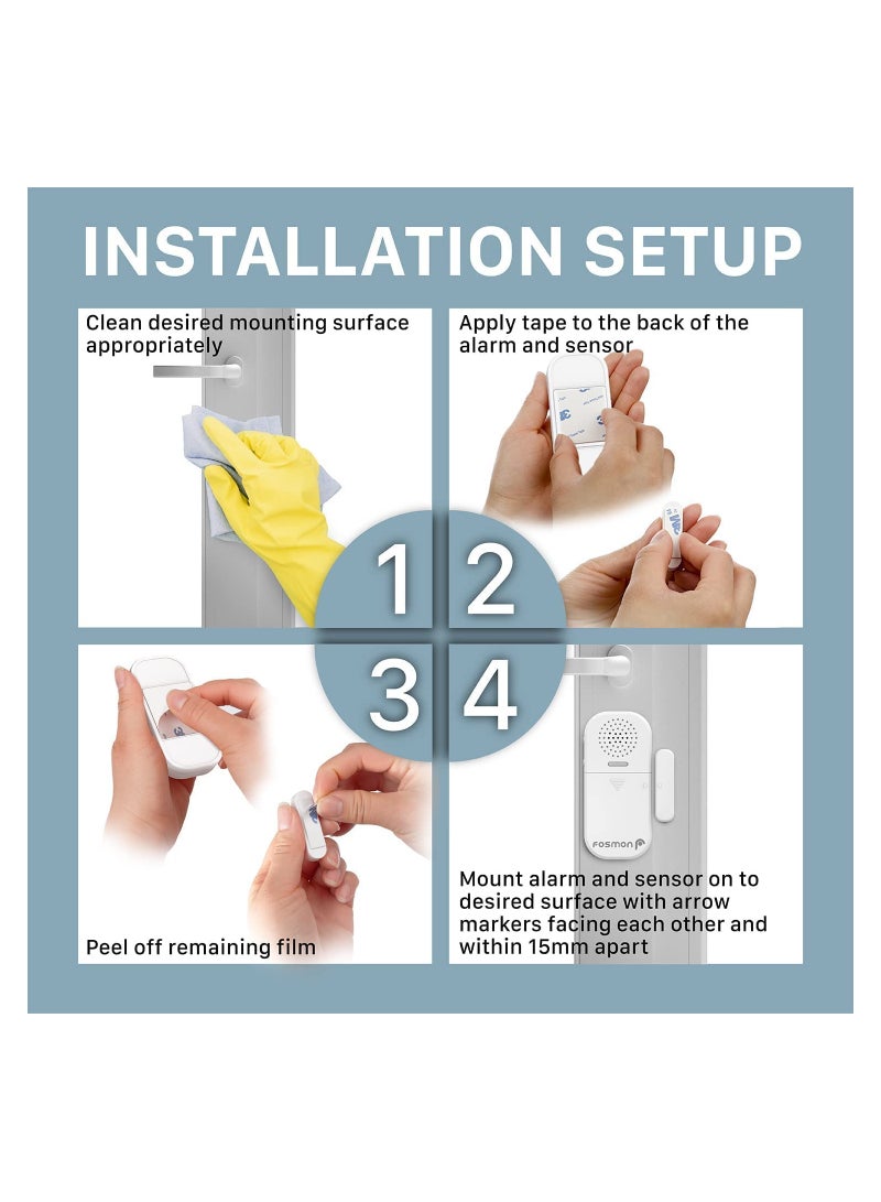 SOLARAE Theft Burglar Alarm with Remote, Wireless Window and Door Open Entry Alert Magnetic Contact Sensor Battery Operated Loud 130decibel Siren for Home Security, Business, Kids Safety 2 Pack - Image 5