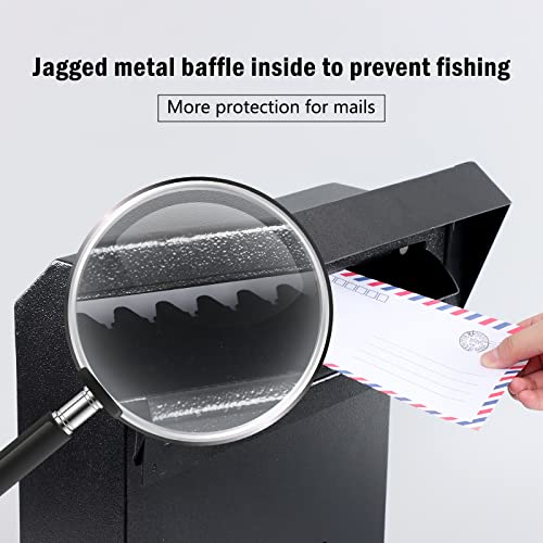 xydled Heavy Duty Mail Box with Key Lock, 15''x12''x6'', Locking Metal Mailbox Door Mounted, Through The Door Safe Locking Drop Box, Black - Image 4
