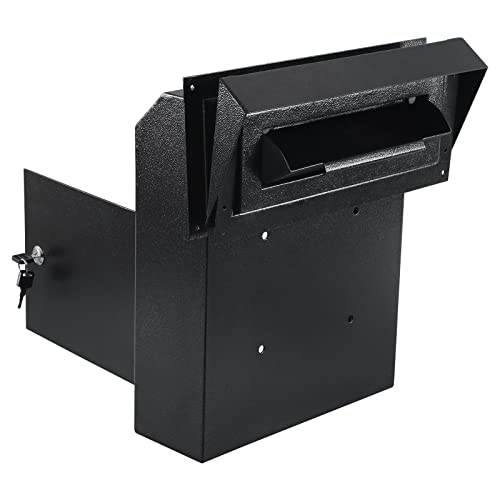 xydled Heavy Duty Mail Box with Key Lock, 15''x12''x6'', Locking Metal Mailbox Door Mounted, Through The Door Safe Locking Drop Box, Black - Image 1