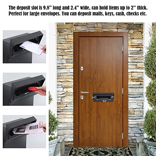 xydled Heavy Duty Mail Box with Key Lock, 15''x12''x6'', Locking Metal Mailbox Door Mounted, Through The Door Safe Locking Drop Box, Black - Image 5