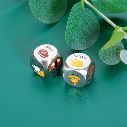 FOOZDEEVAAQ 2PCS Food Dice for Couple 11th Anniversary Steel Gifts Bridal Shower Gifts for Bride to Be Bachelorette Christmas Stocking Stuffers for Women Men Valentines Gift for Boyfriend Girlfriend - Image 5