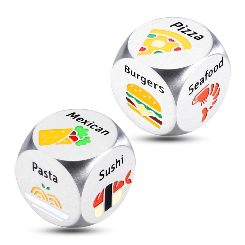 FOOZDEEVAAQ 2PCS Food Dice for Couple 11th Anniversary Steel Gifts Bridal Shower Gifts for Bride to Be Bachelorette Christmas Stocking Stuffers for Women Men Valentines Gift for Boyfriend Girlfriend - Image 3
