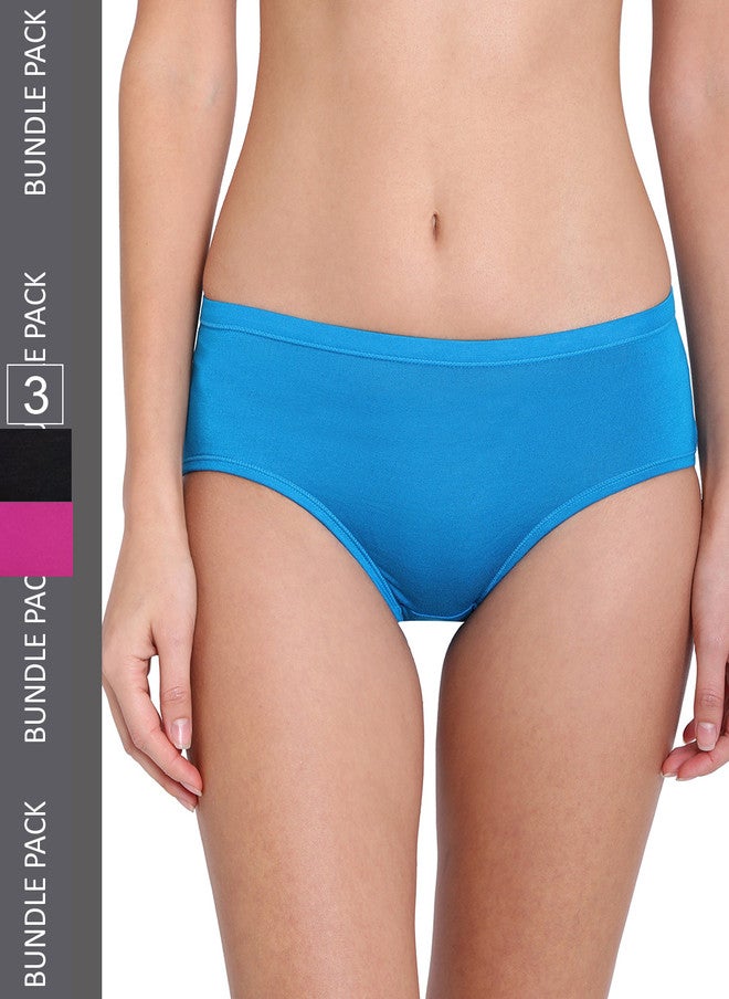 Red Rose RedRose Women Plus Size Pack of 3 Hipster Briefs - Cotton Blend, Mid-Rise, Anti-Bacterial - Image 1