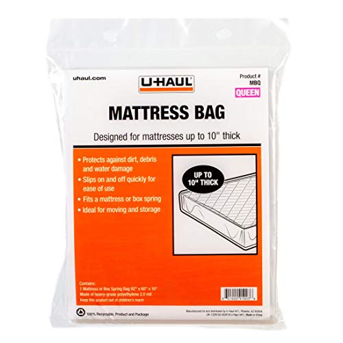 U-Haul UHaul Standard Queen Mattress Bag  Moving  Storage Cover for Mattress or Box Spring  92 x 60 x 10