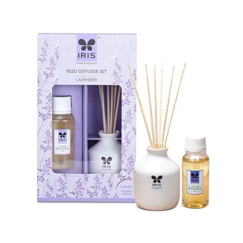 IRIS Home Fragrance,60Ml Lavender Reed Diffuser Set |Free 6 Reeds Sticks of 7.5"|Stress Relief & Aromatherapy |Long-Lasting,Smoke-Free Air Freshener for Home,Bedroom and Office | Ideal for Gifting - Image 1