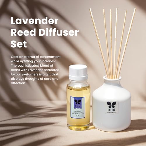 IRIS Home Fragrance,60Ml Lavender Reed Diffuser Set |Free 6 Reeds Sticks of 7.5"|Stress Relief & Aromatherapy |Long-Lasting,Smoke-Free Air Freshener for Home,Bedroom and Office | Ideal for Gifting - Image 3