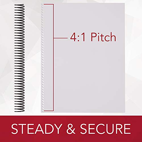 GBC Binding Spines/Spirals/Coils, 18mm, 140 Sheet Capacity, 4:1 Pitch, Color Coil, Black, 100 Pack (9665080) - Image 4