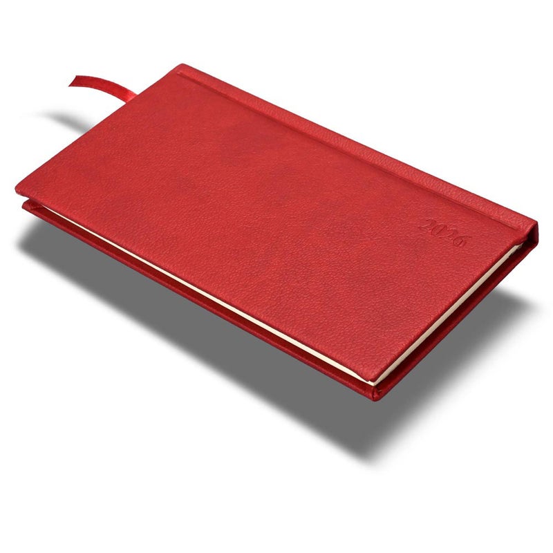 FIS مفكرة فايز 2026 رفيعة، حجم رفيع 170x90 مم، غلاف صلب، مواد بولي يوريثان إيطالية، تنسيق أسبوعي، عرض أفقي، إنجليزي، ورق إيطالي عاجي 70 جرام، غلاف ماروني - FSDI57E26MR - Image 1