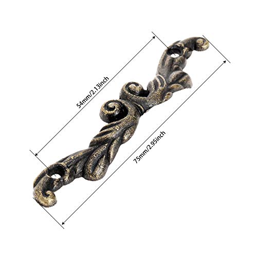 dophee 10Pcs Antique Brass Decorative Pull Handle for Mini Jewelry Box Drawer Cabinet Chest Decoration Arch Shape 2.95" x 0.59"- Large - Image 2