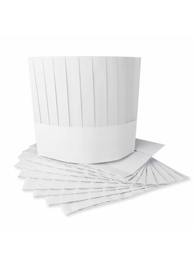 Super Z Outlet Disposable 9" Paper Chef Tall Hat Set for Home Kitchen, Food Restaurants, Classes (10 Pack) - Image 1