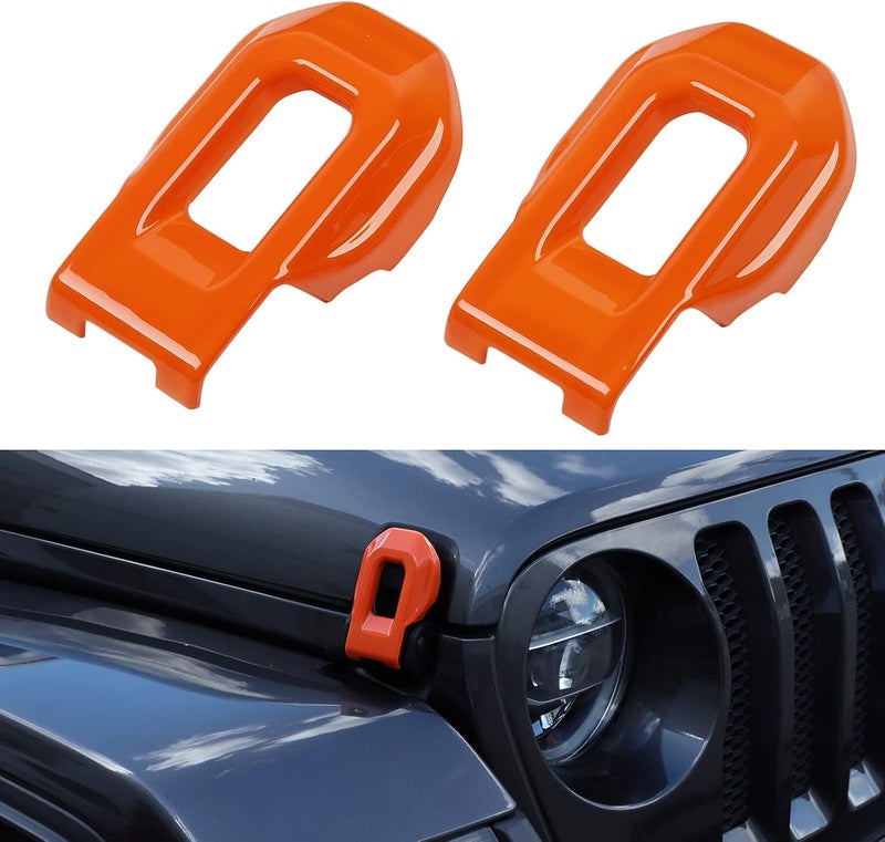 Hoolcar Hood Latch Lock Catch Brackets Cover for 2018-2021 Jeep Wrangler JL JLU & 2020-2021 Gladiator JT, Orange - Image 1