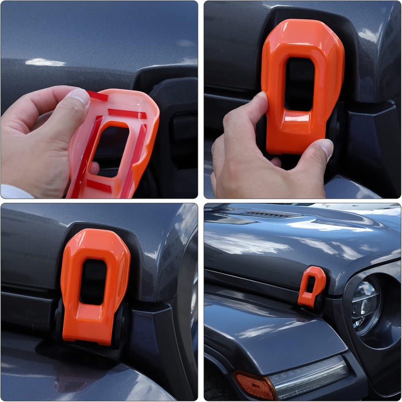 Hoolcar Hood Latch Lock Catch Brackets Cover for 2018-2021 Jeep Wrangler JL JLU & 2020-2021 Gladiator JT, Orange - Image 5