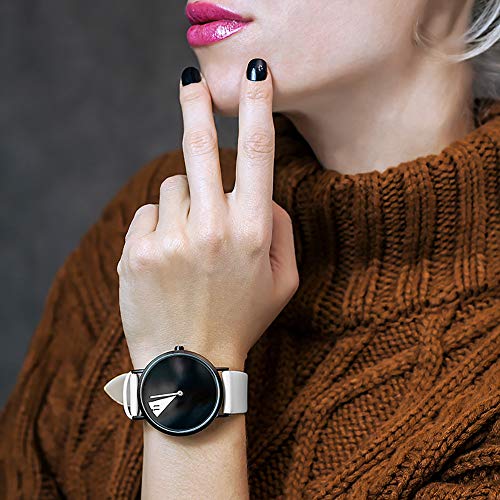 SHENGKE Creative Watch Ultra-Thin Strap Casual Fashion Quartz Minimalist Watch Blackwhite - Image 2