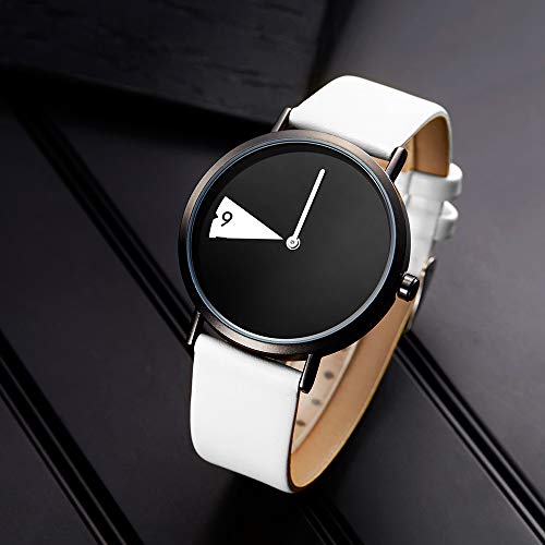 SHENGKE Creative Watch Ultra-Thin Strap Casual Fashion Quartz Minimalist Watch Blackwhite - Image 4
