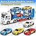 BainGesk Semi Truck Toys Car for 3 4 5 6 8 Years Old Boys Girls Adjustable Double Decker Carrier Truck with Light Sound Car Hauler with Trailer Toy Large Transport Toy Gifts for Toddler - Image 4