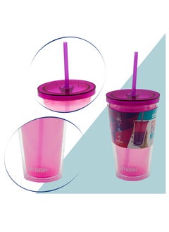 Plastic Tumbler with Lid and Straw for Water & Smoothie 460 ml - pzsku/ZBF127BC87CC81E019B1BZ/45/_/1672687415/49e0f52a-5618-4688-9db5-61c06de55159