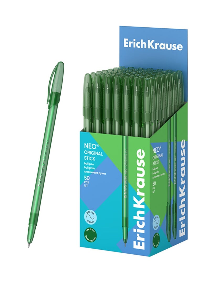 ErichKrause قلم حبر جاف نيون أصلي 50 قطعة برأس 0.7 مم حبر أخضر - Image 1